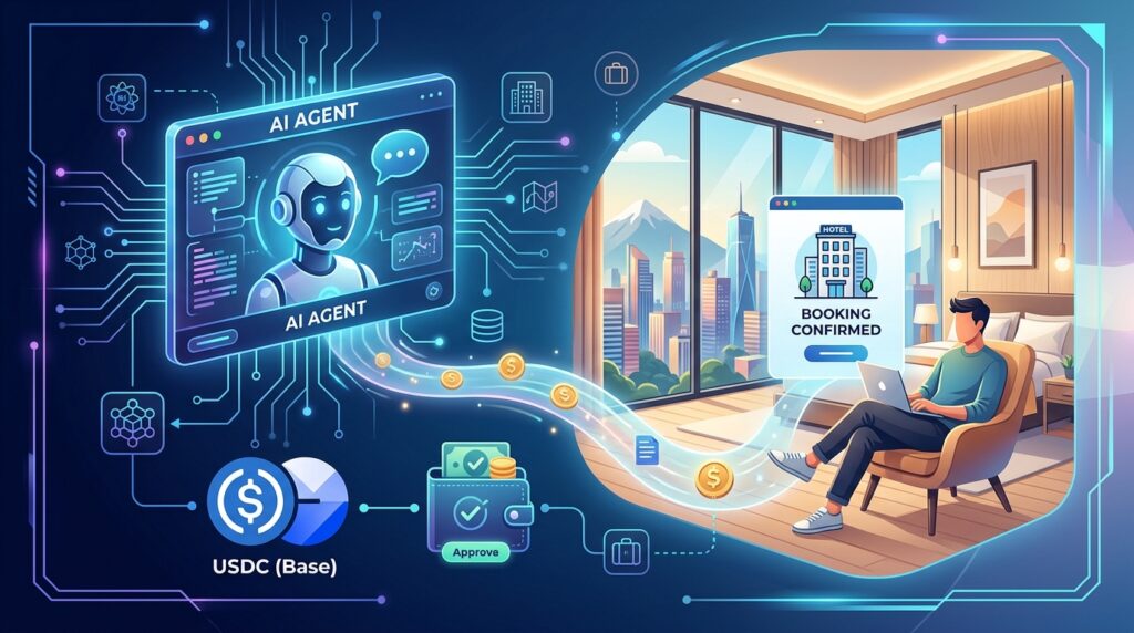 Travala 酒店預訂新流程：AI 代理人如何用 USDC（Base）完成訂房？完整操作／流程總覽